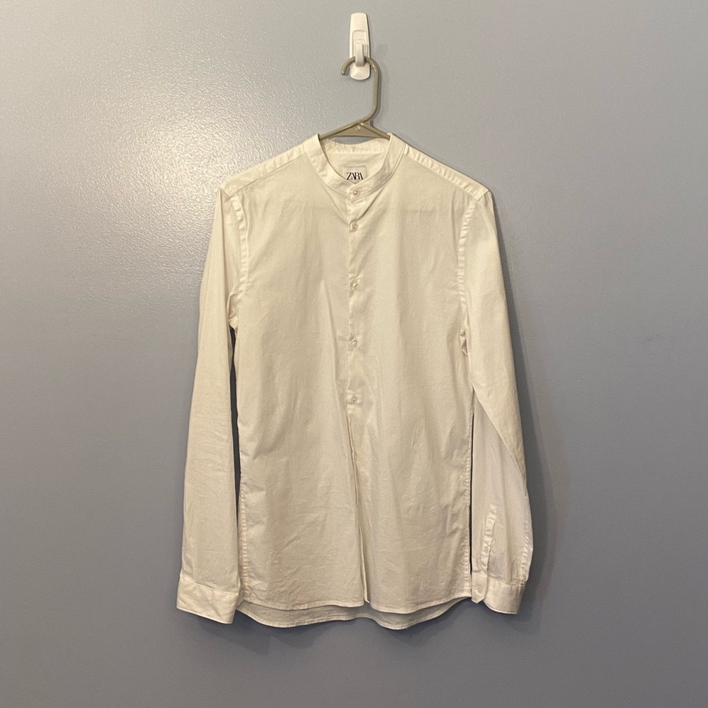 Zara Mandarin / Band Collar Button up Shirt Men super slim fit